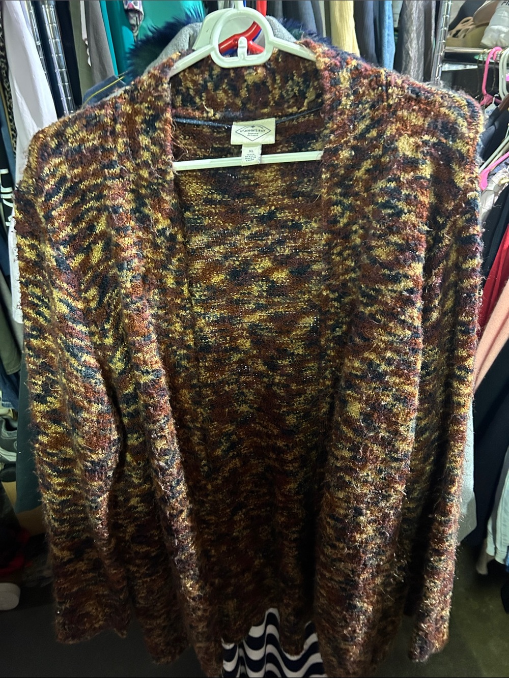 St. John’s Bay Multicolor Open-Front Cardigan - Brown, Gold, Black